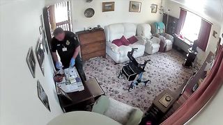 Paramedic steals cash from a patient then looks up to see a camera