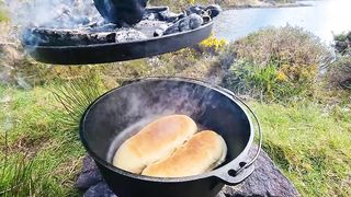 A huge crispy DOG cooked in nature by the River! The taste is 10X better!????