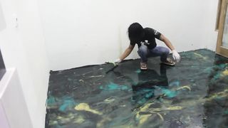 EPOXY RESIN LANTAI DECORATIVE. MOTIF MARMER BATU BACAN