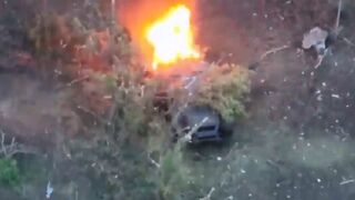Ukraine's 54th Mechanized Brigade's K2 unit fire mortar strikes on Russian BMP-1, KamAZ truck, and Vystrel vehicle