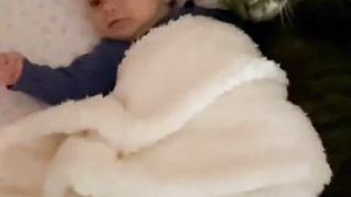Gatos anjos cuidando de crianças