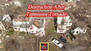 Drone video shows destruction after Tennessee tornado