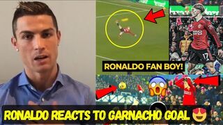FINALLY!! RONALDO reaction to GARNACHO ACROBATIC GOAL and SIUU CELEBRATION vs Everton