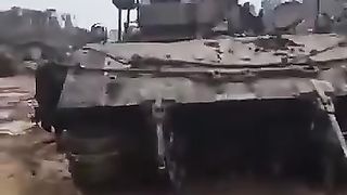 IDF evacuates damaged armored vehicles from Gaza.