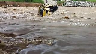an accident occurred, the truck plunged into river