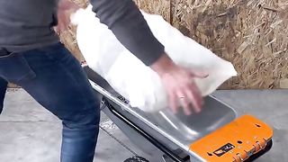 Worx Garden wheelbarrow in action.