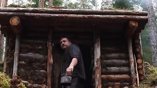 COZY FIREPLACE on a bushcraft DUGOUT #bushcraft