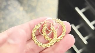 Real Gold Ladies Rope Chain Hoop Earrings