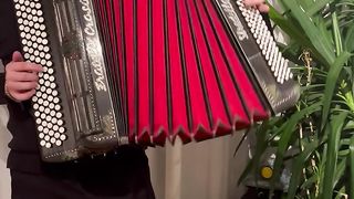 Miguel Vieira playing a tune on the accordion.