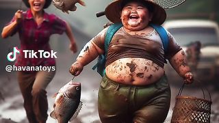 cute baby becomes a fisherman