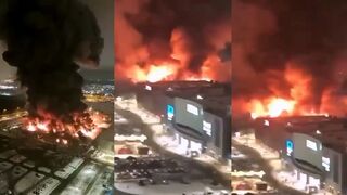 Mega Khimki shopping center in Moscow is on fire