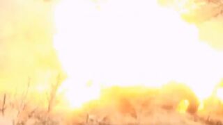 Russian T-80BV tanks destroyed after their ammunition ignited after artillery strikes