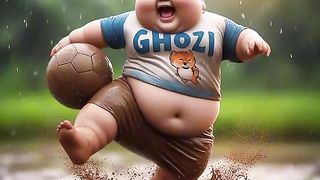 Babies playing ball in Indonesia