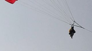 Flying on beach