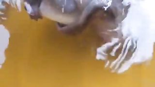 Take A Bath In The Tub While Drinking Bottle Milk