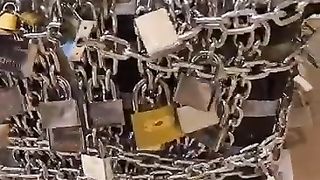 Some one send him a gift. ???? what is inside let check too many locks ????