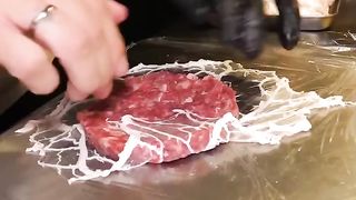 Amazing burger made by wrapping fat