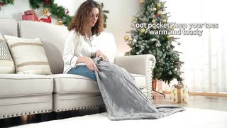 Electric Blanket Throw, Flannel HeatedBlanket with 6 Heat Settings