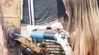 Sayang Cantiknya Kalau Harus Kerja megang Alat Berat Seperti Ini.