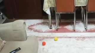 Coloured plastic balls are obeying