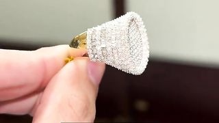 Fully Iced Out Natural Diamond & Solid Gold Men's Ring