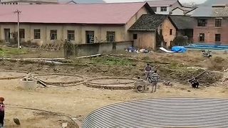 Fish farming pond with equipments.
