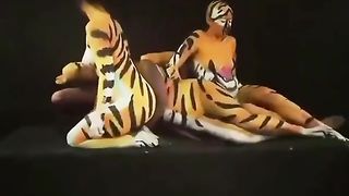 four girls together becoming a lion