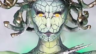 The illusion of makeup becomes character Medusa