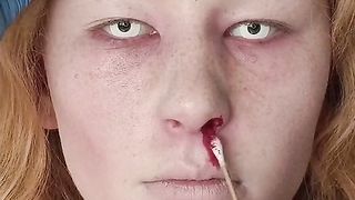 The makeup illusion looks like a dead person