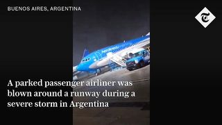 Moment plane spins out of control during storm in Argentina