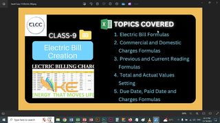 Adv MS Excel Electric Bill LIVE CLASS |TLCC