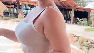 beautiful girl webcam having fun in the swimming pool part 1