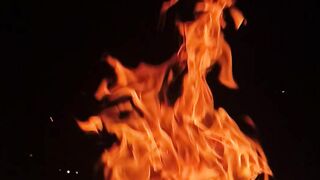 Winter season camp fire