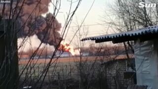 Kursk airfield in Russia goes up in flames after alleged 'drone attack'