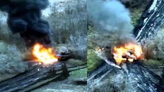 Russian T-80BV tank damaged by Ukraine’s 80th Air Assault Brigade, a destroyed Russian MT-LB with ZU-23-2 in Bakhmut