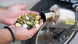 EXPERIMENT COINS in MOTORCYCLE EXHAUST