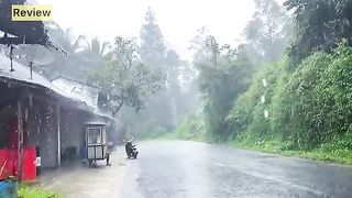 Heavy rainfall in green village in Indonesia||very heavy and cool| For sleep