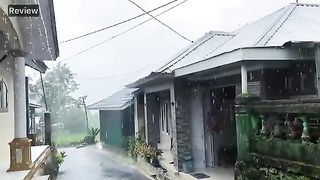 Heavy rain in beautiful hilly village||very strong and beautiful||indonesian village