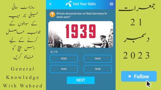 On which date in 1945 was the atomic bomb dropped on Nagasaki? | 21 December 23 My Telenor App Quiz