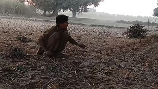 زین العابدین اور ضمین العابدین چولھا جلانے کے لیے لکڑیاں چنتے ہوئے۔