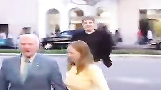 Buzz Aldrin punches a conspiracy theorist after being accused of faking the moon landing (2002)