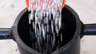 Melting Artillery Bands into Anvil - Bronze Casting.
