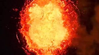 Scenes of volcanic eruptions and eruptions in Grandvik, Iceland