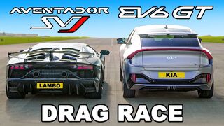 Lamborghini Aventador SVJ v 585hp Kia EV6 GT: DRAG RACE