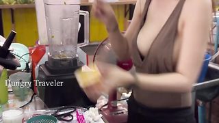 Passion fruit smoothie with orange juice - Thai Street Food