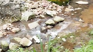 Beauty cigamea waterfall of salak mountain Indonesia