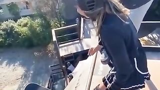 Tony Hawk was there to record and help her face her fear of going down the mega ramp ???? _ #shorts