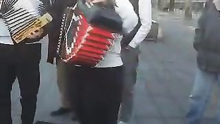 Olivia shining with her concertina.