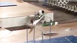 The banned "Dead Loop" of Olga Korbut, 1972. It was the first and last time the trick was documented.