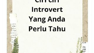 Ciri - Ciri Introvert